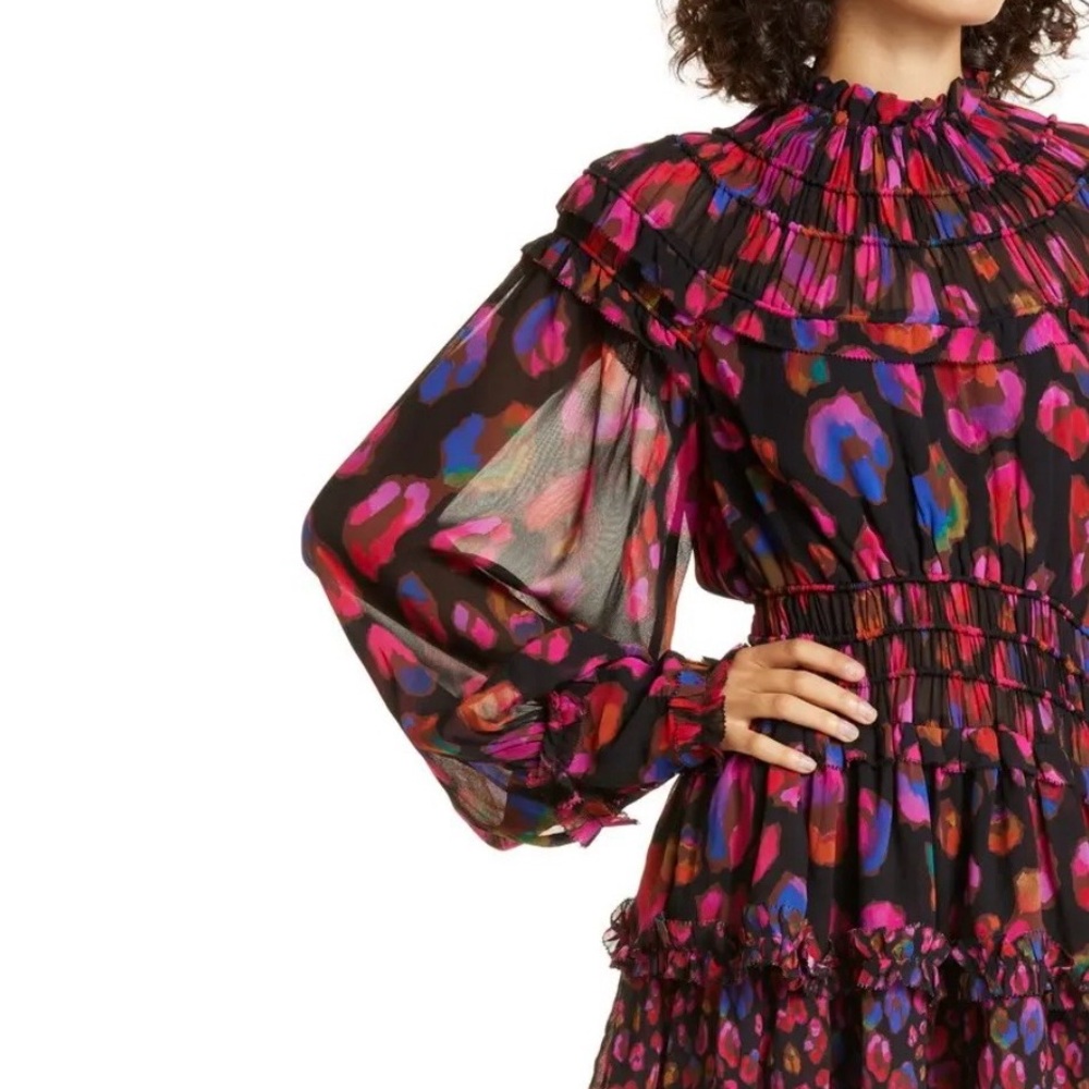 FARM Rio Iridescent Leopards Ruffled Mini Dress - NWOT - Picture 4 of 8